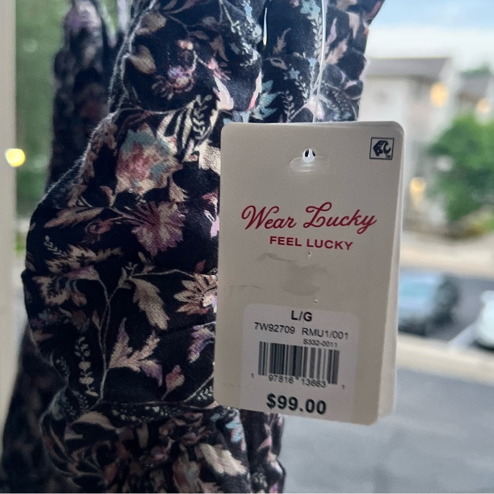 🆕 Lucky Brand Smocked Floral Boho Cottagecore Mini Sundress - Size M L - Picture 15 of 17